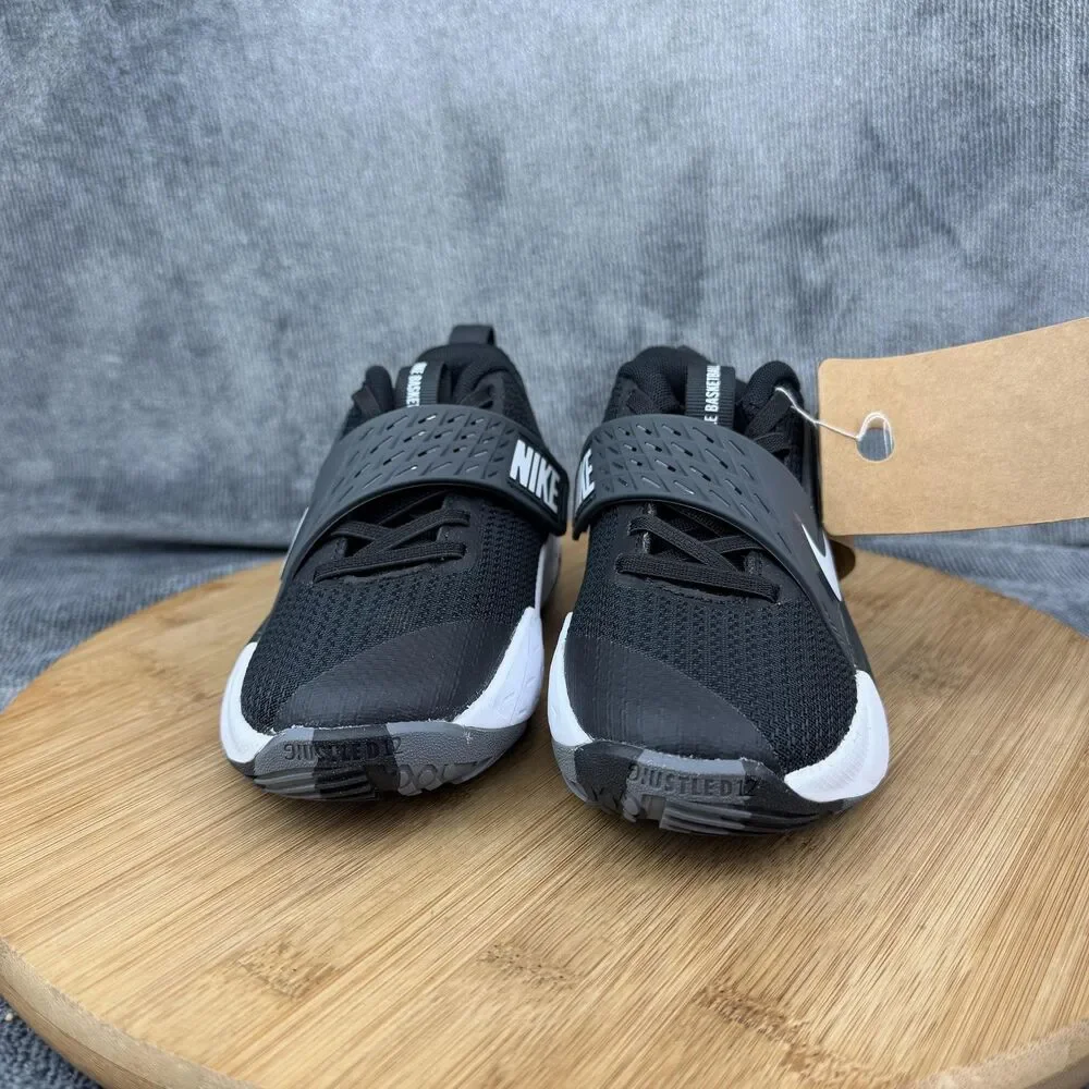 Nike Basketball Shoes Boys Size 11C Black White Sneakers Hook Loop HF6280-002